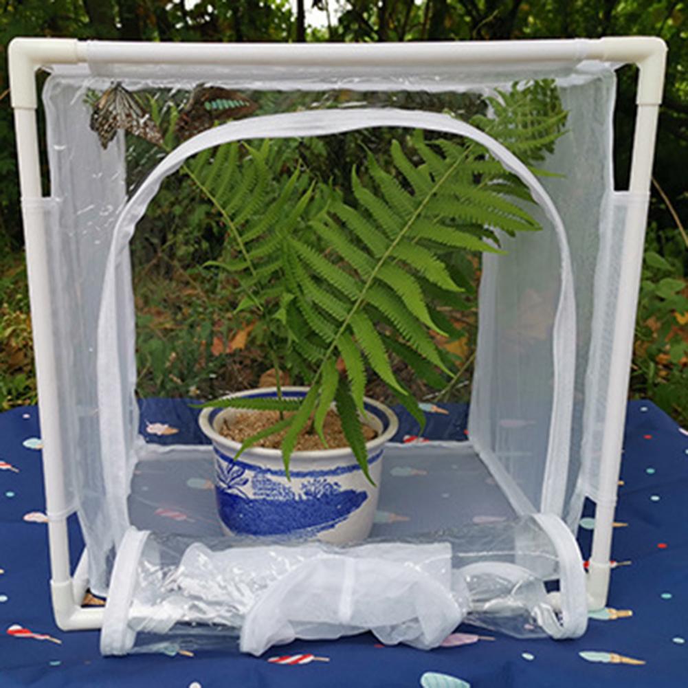 Durable Habitat Mesh Easy Installation Double Zipper Transparent Transparent Mesh Plants Net Observation Cage