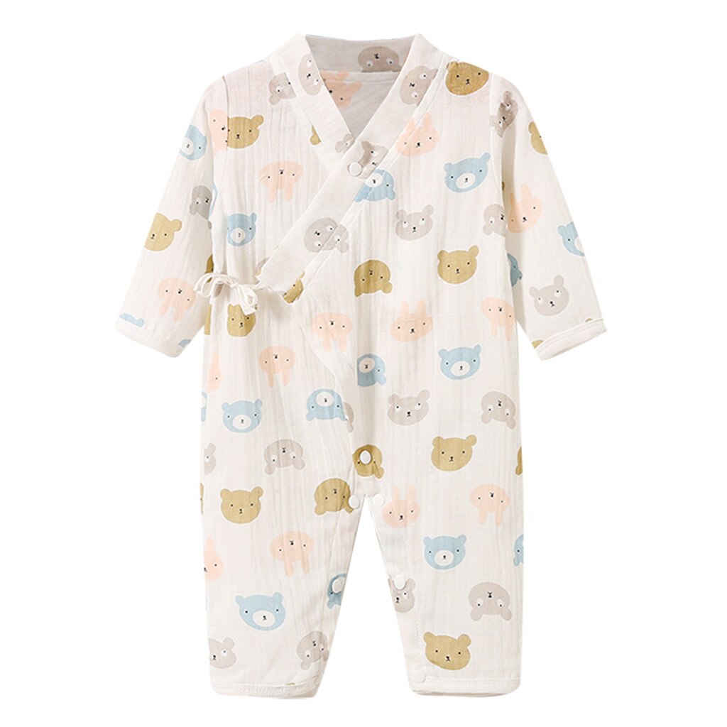 Pasgeboren Baby Baby Boy Meisje Garen Gewaad Bloemen Kimono Romper Jumpsuit Nachtkleding Kinderen Kleding Lange Mouw Thuis Kleding: B / 12-18 Months