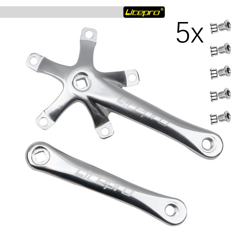 Litepro-Juego de platos y bielas para bicicleta, juego de bielas para bicis plegables 130 BCD BMX de una sola velocidad 130bcd 45 47 53 56T 58 T diente 1x Mtb: only crank silver