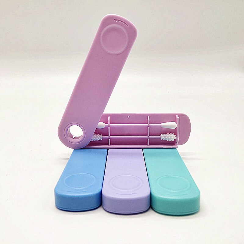 1PC Reusable Cotton Swabs Earpick Boxed Cleaning Silicone Buds Double-headed Makeup Swabs Sticks Soft Flexible Ear Care Tools