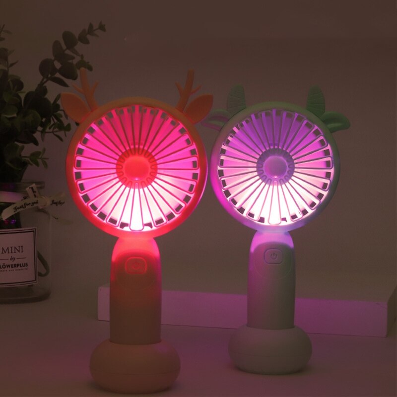 Cute Round Shape Portable Fan Small Antlers Horn Decorative Handheld Air Cooler L69D