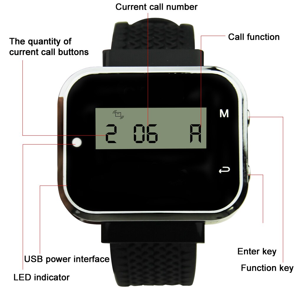 JINGLE BELLS 2 call button 1 watch pager rechargeable watch receivers waiter wireless calling systems restaurant equipment