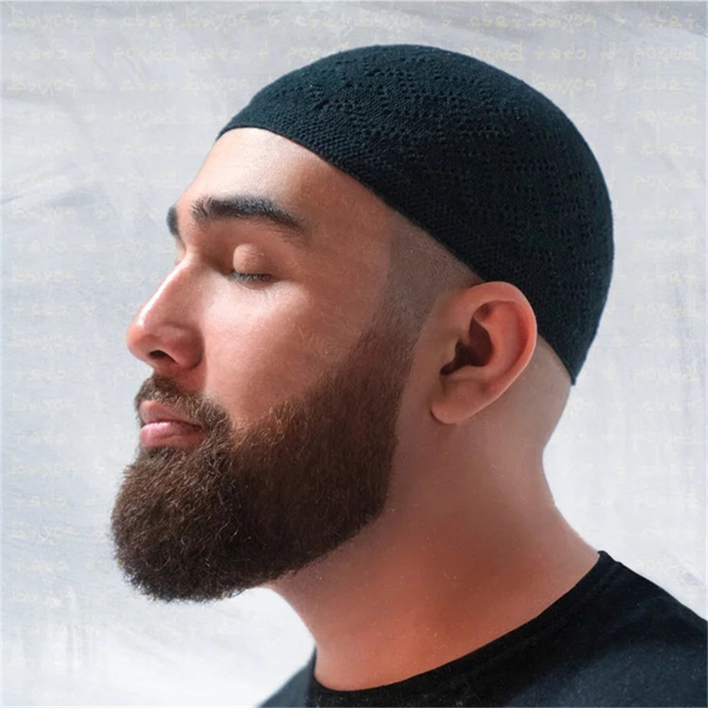 Gorro gorro turco musulmán hombres mujeres islámico Kufi Taqiya Takke Peci calavera gorra oración Arabia Saudita negro blanco gris tejido