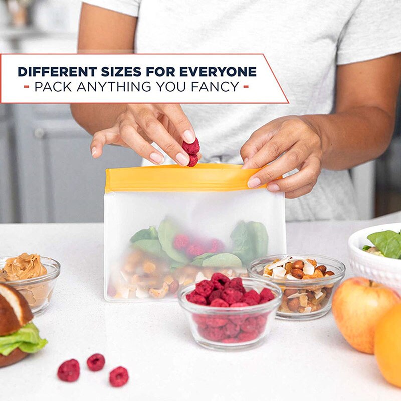 Silicone Food Storage Containers Leakproof Containers Reusable Stand Up Zip Shut Bag Cup Fresh Bag Food Storage Bag Fresh Wrap