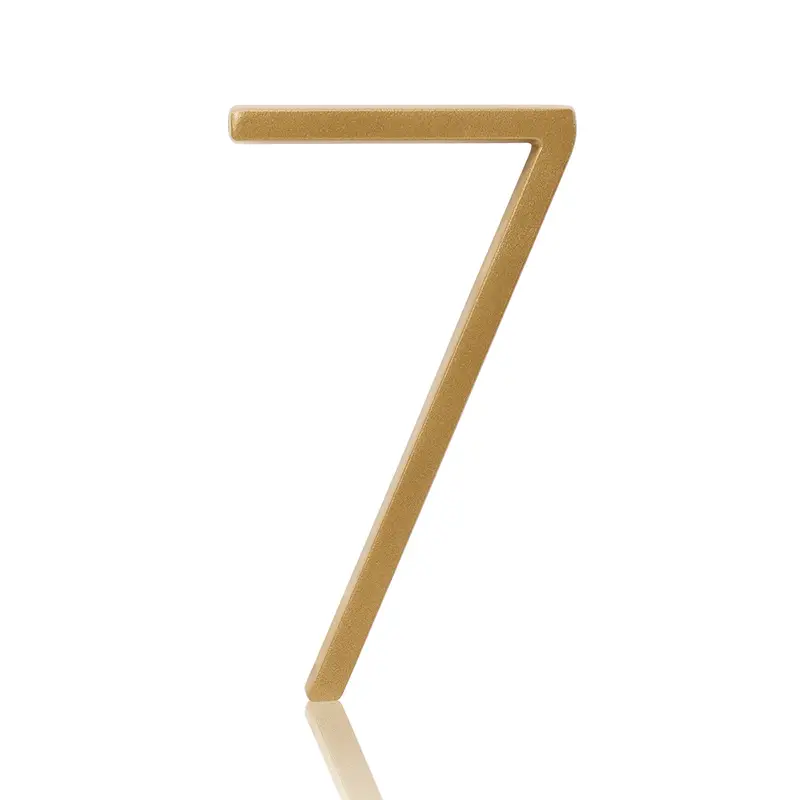 Anti Rust Satin Brass Gold House Address Numbers Floating Metal House Numbers Gold Modern Door Home Outdoor Metal Address Sign: Ivory / 35cm