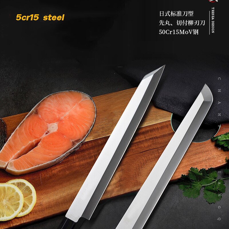 50Cr15Mov Staal Japanse Sashimi Mes Koken Sushi Vis Mes Hoge Hardheid Keukenmessen