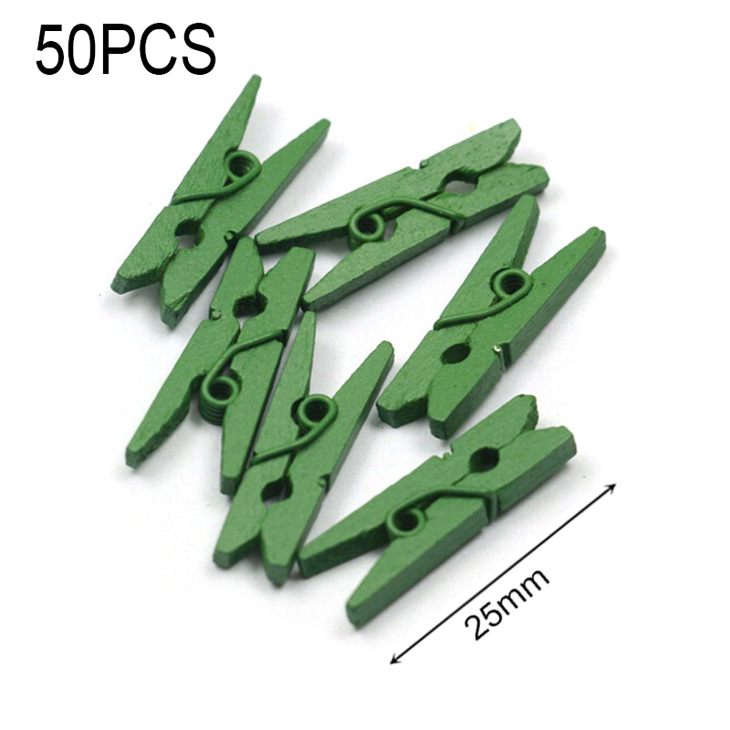 Clip de madera Natural de tamaño pequeño para decoración del hogar, 50 piezas, hoja de cama, foto, papelería DIY, de boda, navidad: YELLOW