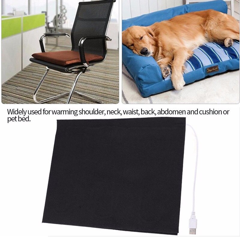 Calentador de tela eléctrico USB de 5V elemento calefactor para calentador de cinturón de mascota 29x23cm JA55
