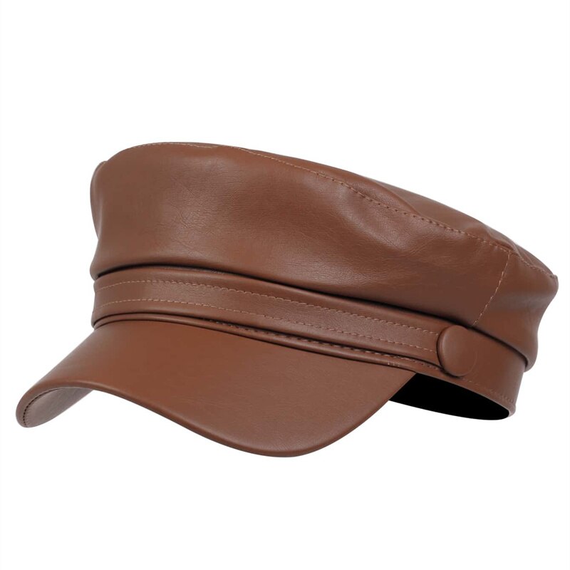 Koreansk læder baret dame hat super brand vilde hatte udendørs fritid kasketter hat: Khaki