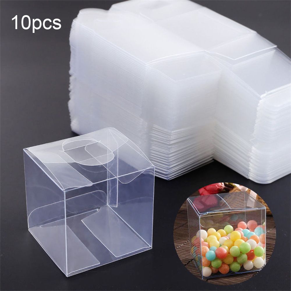 10 stuks transparante plastic snoepdoosjes, vierkante zakjes voor koekjes en chocolade, huwelijksbedankjes, zakjes voor huisdecoratie