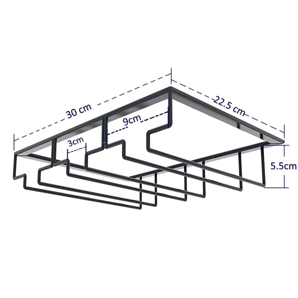 Under kabinet stilk og fod vin glas holder metal organisator til bar køkken sort hjem bar pladsbesparende hylde beslag kop rack  #102