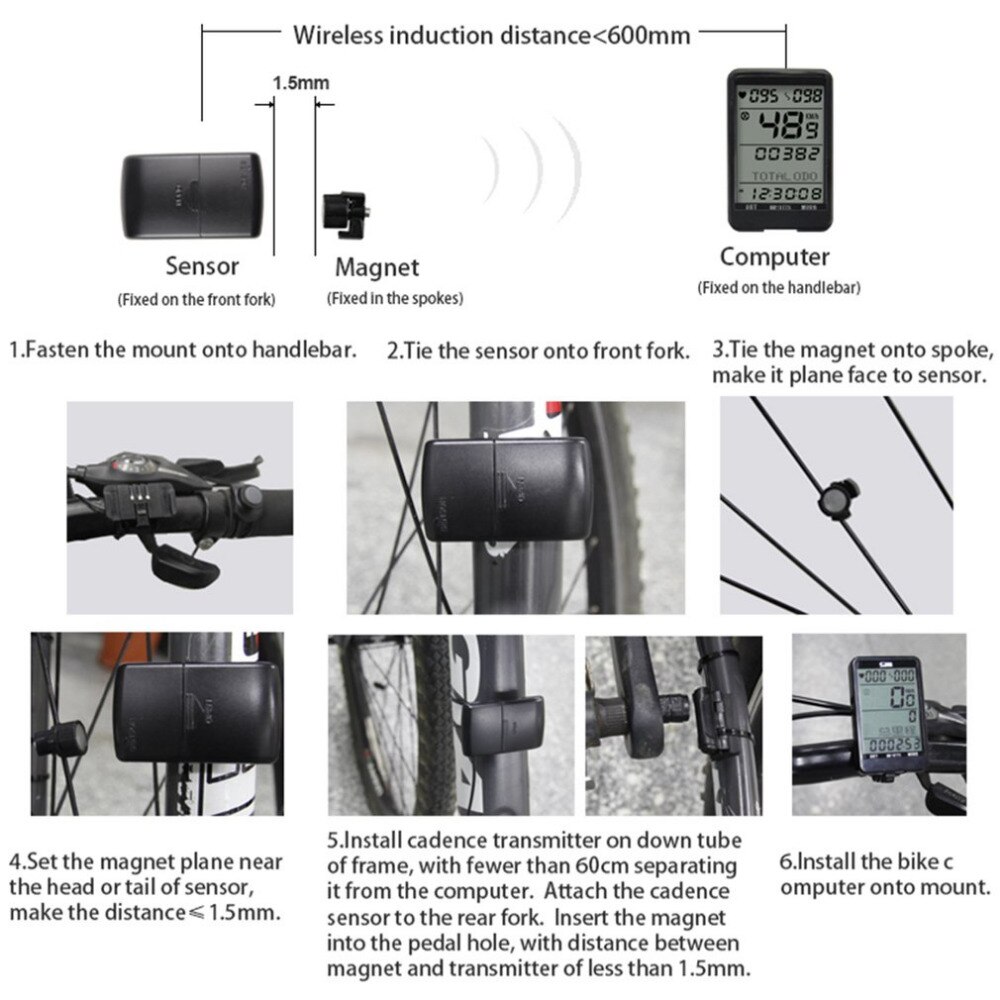 Sunding SD-577C velocímetro de bicicleta inalámbrico Monitor de cadencia cardiaca cronómetro bicicleta ordenador ciclismo odómetro Accesorios