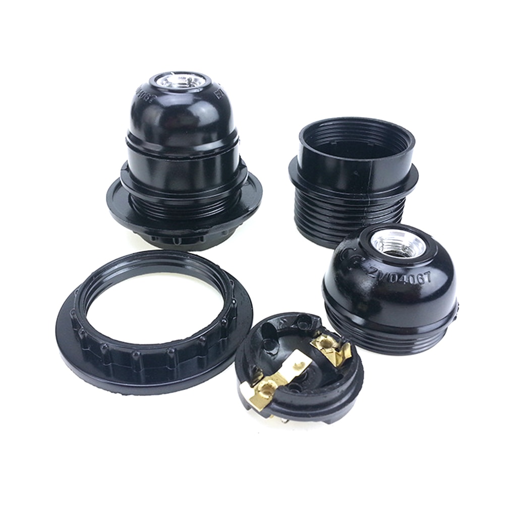 E27 ES Lamp Holder Light Bulb Base Durable Home Black Accessory Period Style Bakelite Pendant Socket Fittings Screw Self-locking
