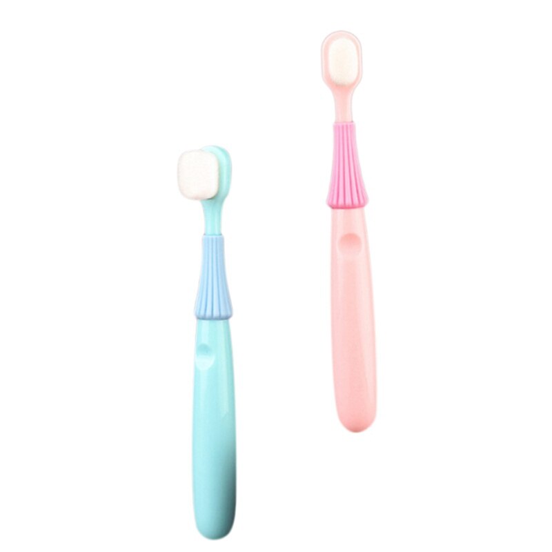 Cepillo de dientes pequeño con forma de paraguas para niños, de pelo suave cepillo de dientes, color azul y rosa, 1-2-3 años