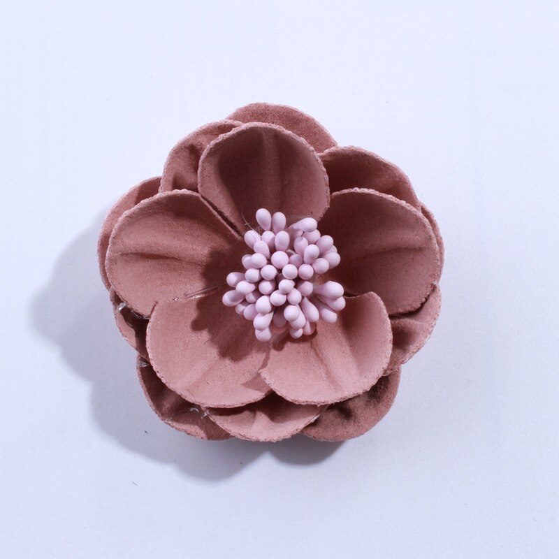 10 pièces 5 CM solide artificielle feutre fleurs pour cheveux accessoires avec étamine bandeau vêtements accessoires U choisir les couleurs: Salmon