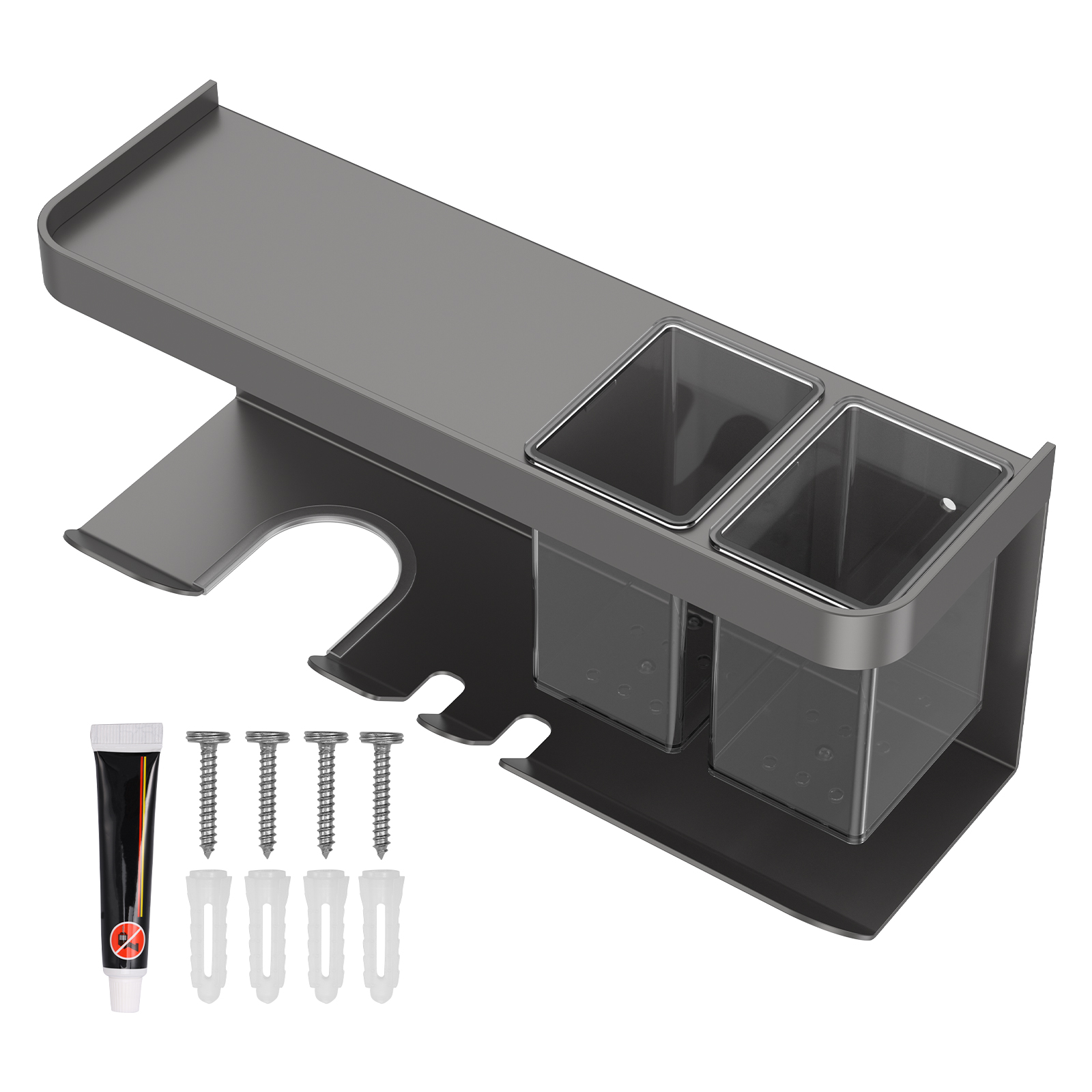 Hair Dryer Holder Wall Mounted Bathroom Hair Straightener Storage Holder Hair Tool Organizer Adhesive Toilet Blower Holder: Light Grey