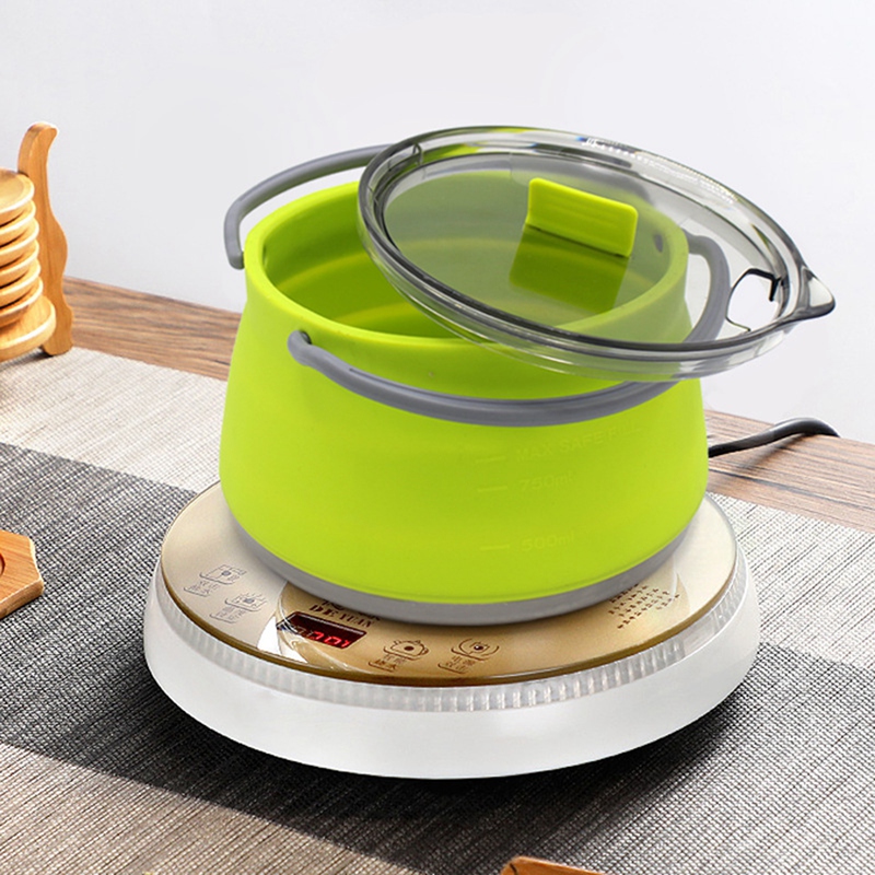 1L draussen Faltbare Wasser Tragbare Silikon Wasserkocher Kochen Lebensmittel Topf Edelstahl Boden Klapp Wasser Wasserkocher
