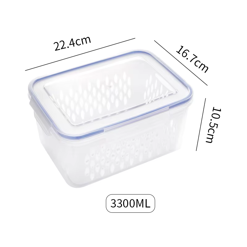 Caja de almacenamiento para refrigerador, cajas selladas de plástico para mantenimiento fresco de frutas y verduras, escurridor, contenedor de almacenamiento de alimentos para cocina y nevera: Amarillo claro