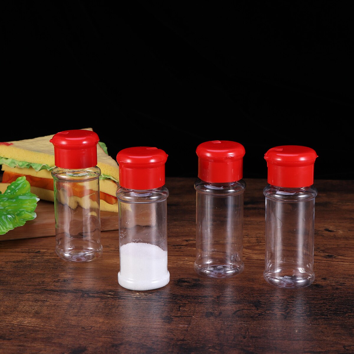 12pcs Plastic Thickened Clear Flavoring Seasoning Spice Container Shakers Bottles Spice Jar for Kitchen Barbecue Restaurant