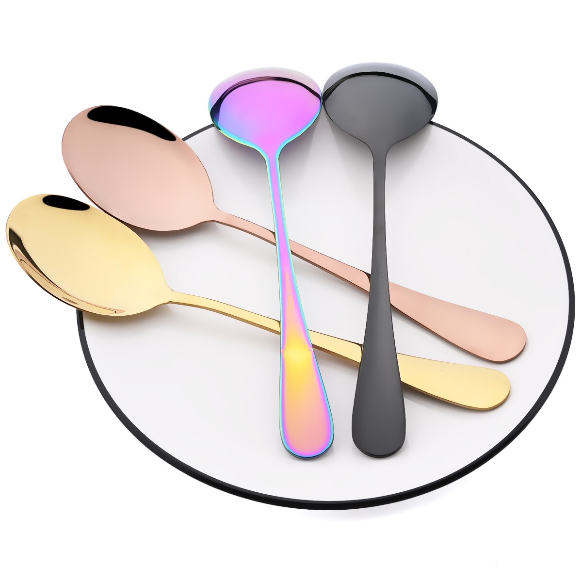 Cucchiaio da pranzo colorato Set di cucchiai da portata Set di posate in acciaio inossidabile occidentale cucchiaio da servizio unico accessori da tavolo da cucina