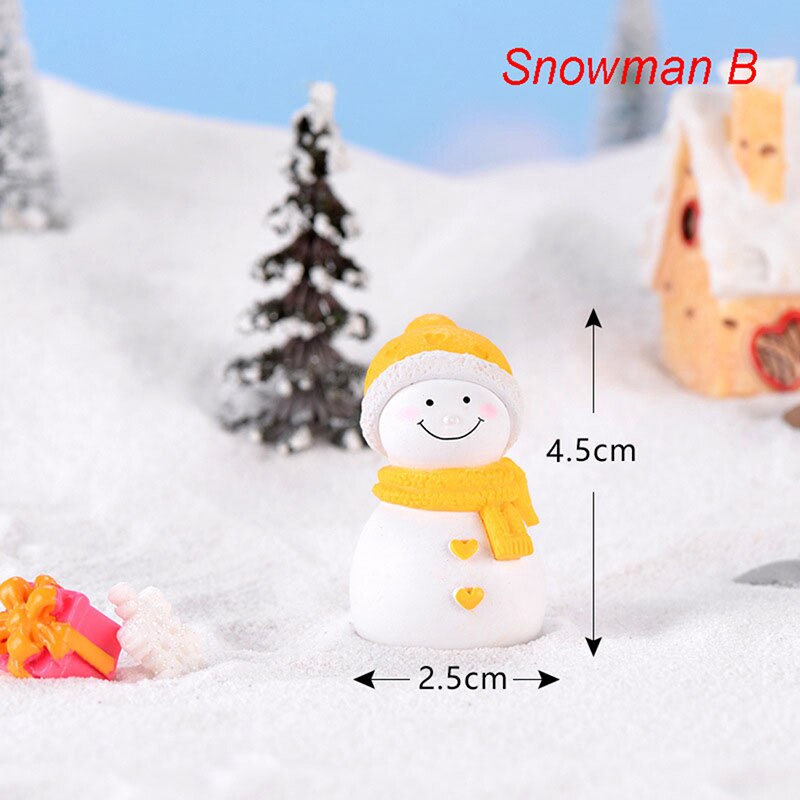 1Pair Resin Mini Couple Snowman Statue Craftwork Garden Miniature Micro Landscape Decoration Maison Christmas: Snowman B