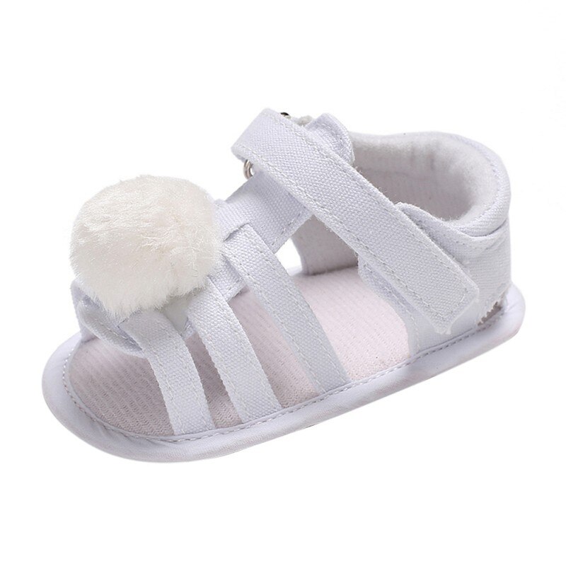 Baby Shoes Baby Sandals Listing Summer Newborn Girls Cute Hollow Hair Ball Princess Sandals Anti-skid Shoes 0-18M A: Beige / 0-6 Months