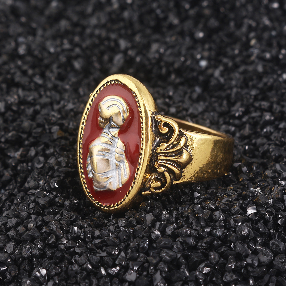 Game Dark Souls Ring Black Red Sapphire Vintage Style Ring Adjustable Metal Rings For Women Men Cosplay Jewelry Accessories