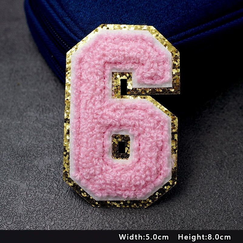 Pink Number 0 1 2 3 4 5 6 7 8 9 Patches For Clothing Embroidery Applique Zero One Two Three Four Five Six Seven Eight Nine: 6