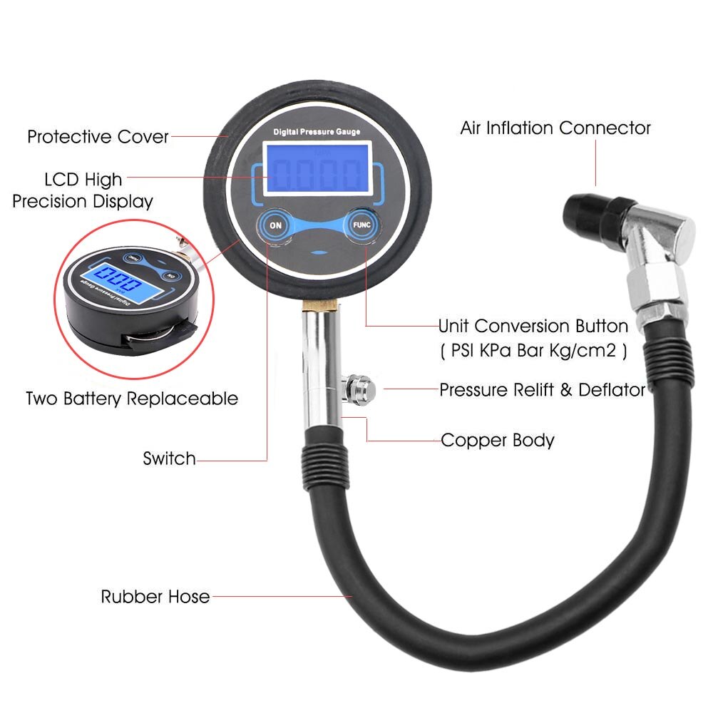 Hohe Präzision Auto Reifen Manometer Digitaler Reifen Tester LCD Display für Auto Lkw Fahrzeug Motorrad