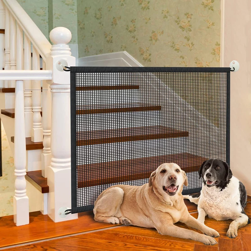Haustier Hund Barriere Zäune Mit 4Stck Haken Haustier Isolierte Netzwerk Treppen Tor Neue Falten Atmungsaktive Gittergewebe Laufstall Für Hund sicherheit Zaun