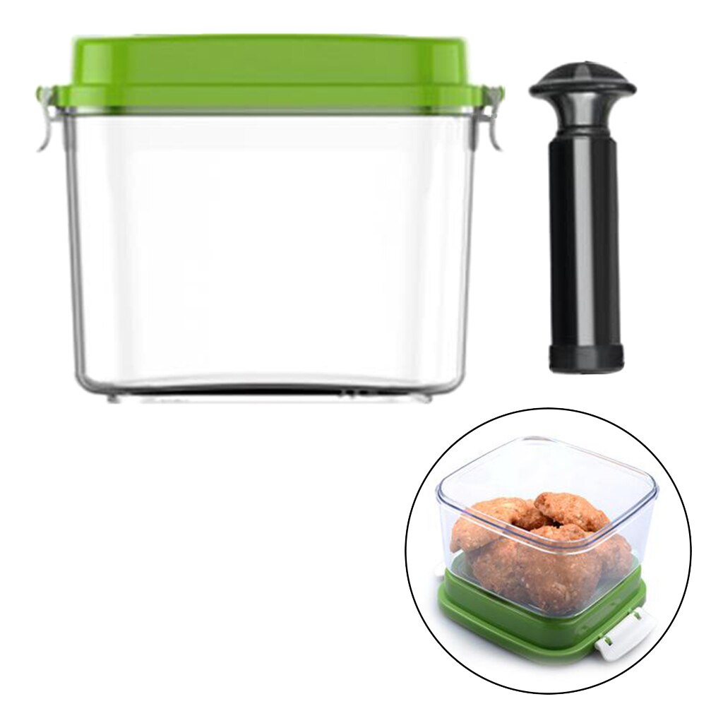 Plastic Vacuum Seal Containers Set Stackable Airtight for Marinating Food: 1.4L