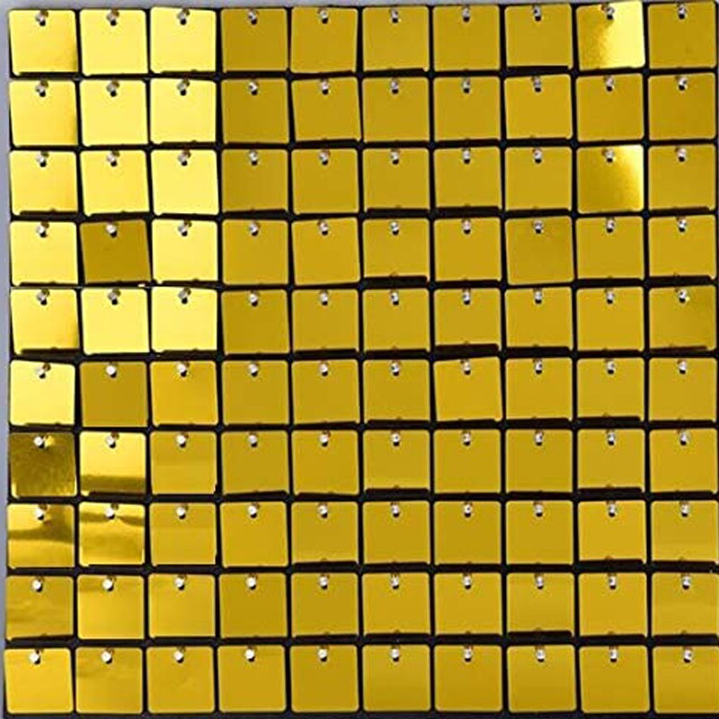Panel de fondo de pared con lentejuelas brillantes, 1 pieza, espejo dorado brillante, decoración de cumpleaños, Año y boda: Gold