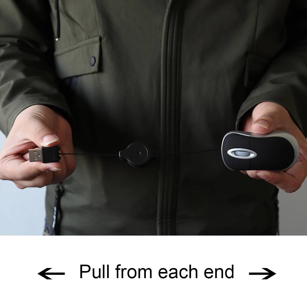 Mini Mouse portatile retrattile cablato Computer Mause Mouse ottico da ufficio USB 1000 DPI a mano piccola per PC portatile Notebook per bambini