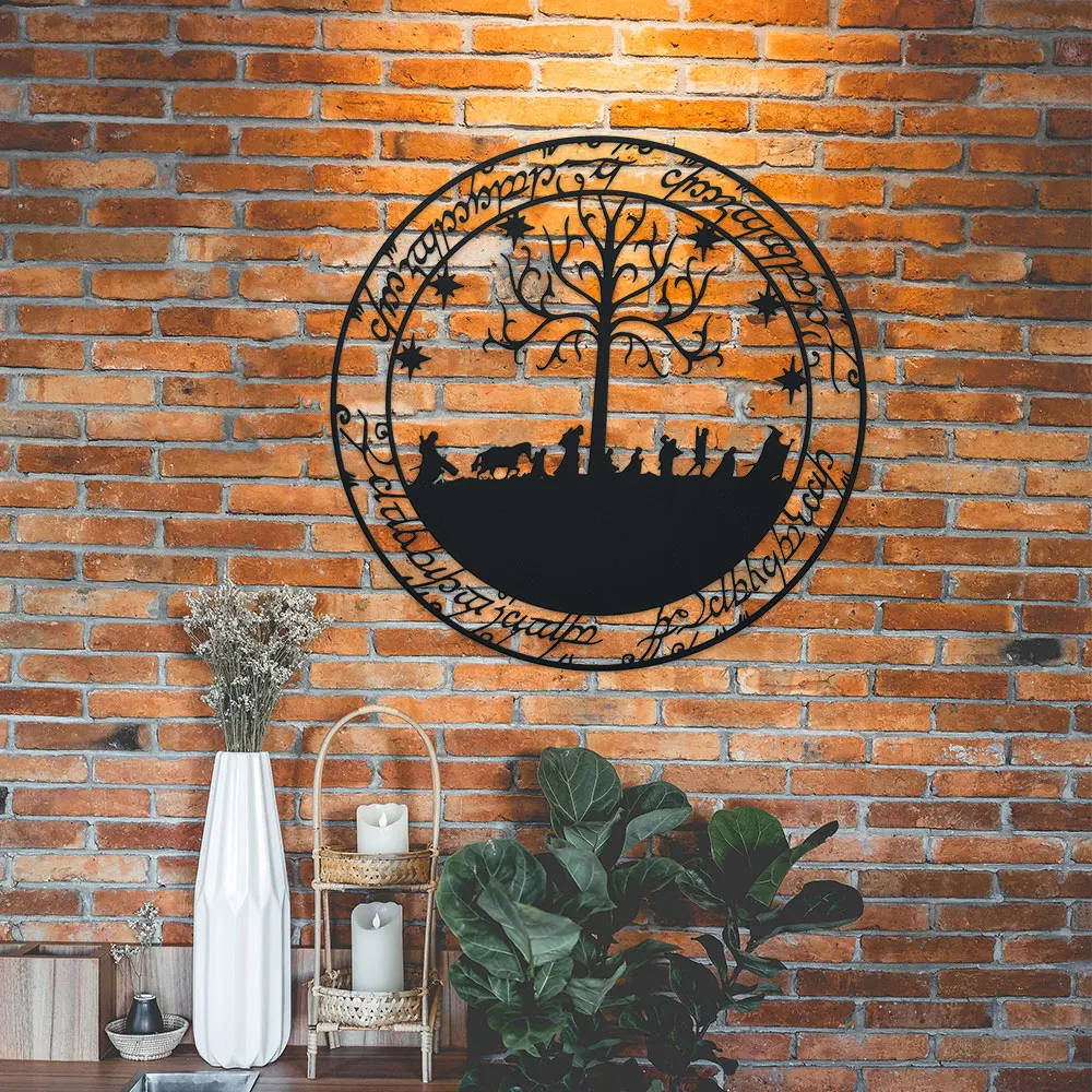 Decorazione della stanza, arte da parete in metallo ispirata al Signore degli Anelli, targa in metallo Hobbit, decorazioni per la casa, decorazioni murali, decorazioni per la telecamera, decorazioni per esterni