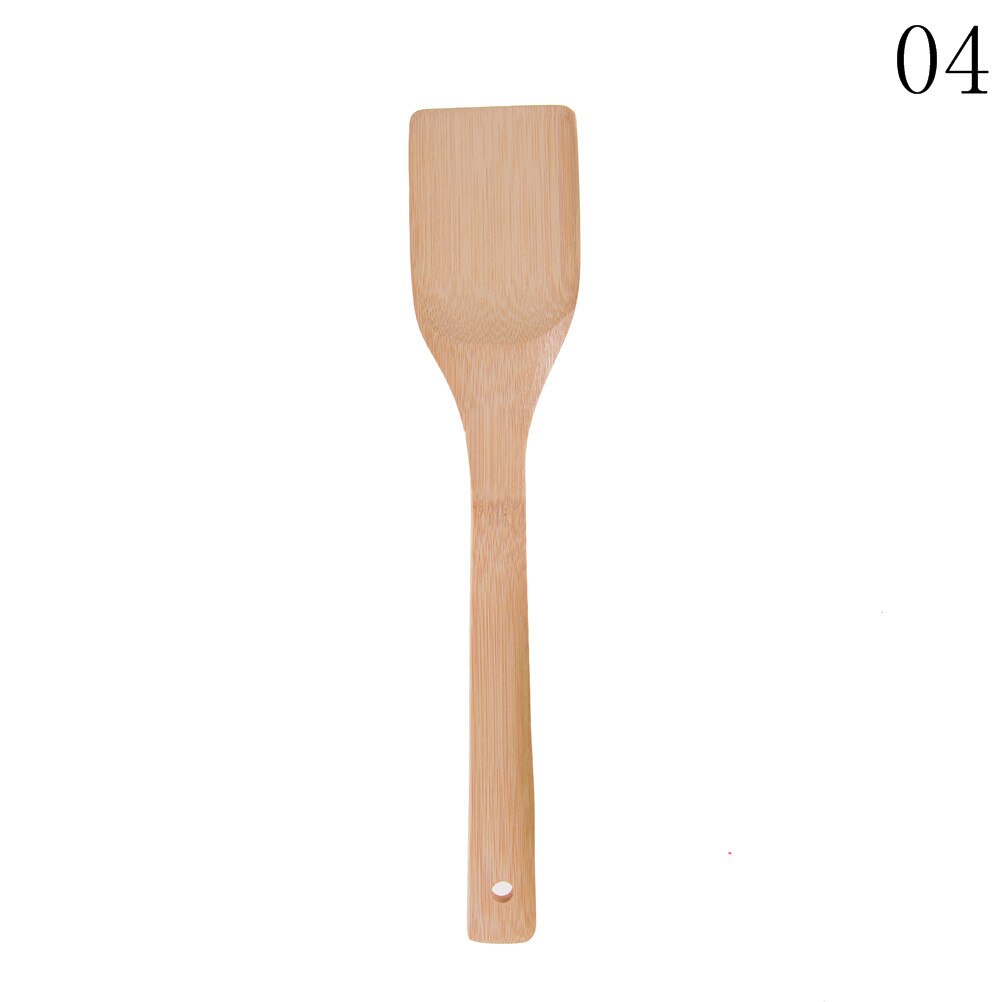 Cuchara de cocina , espátula para mezclar, utensilio de bambú, utensilios de cocina de madera, 1 ud.: 4