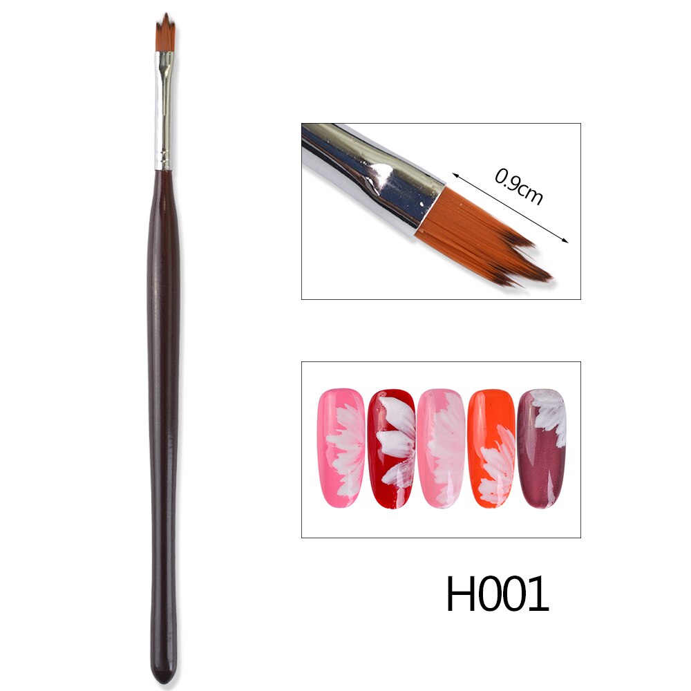 Stz 1 stk uv gel polish tegning maleri negle pensel 8 type moon smile gradient blomst børster manicure salon negle pen  #h001-008: H001