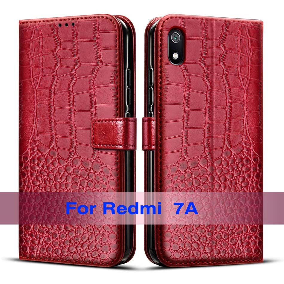Para xiaomi redmi 7a caso proteção completa macio tpu flip capa de couro redmi 7a pára-choques caso de telefone para xiaomi redmi 7a capa: Red
