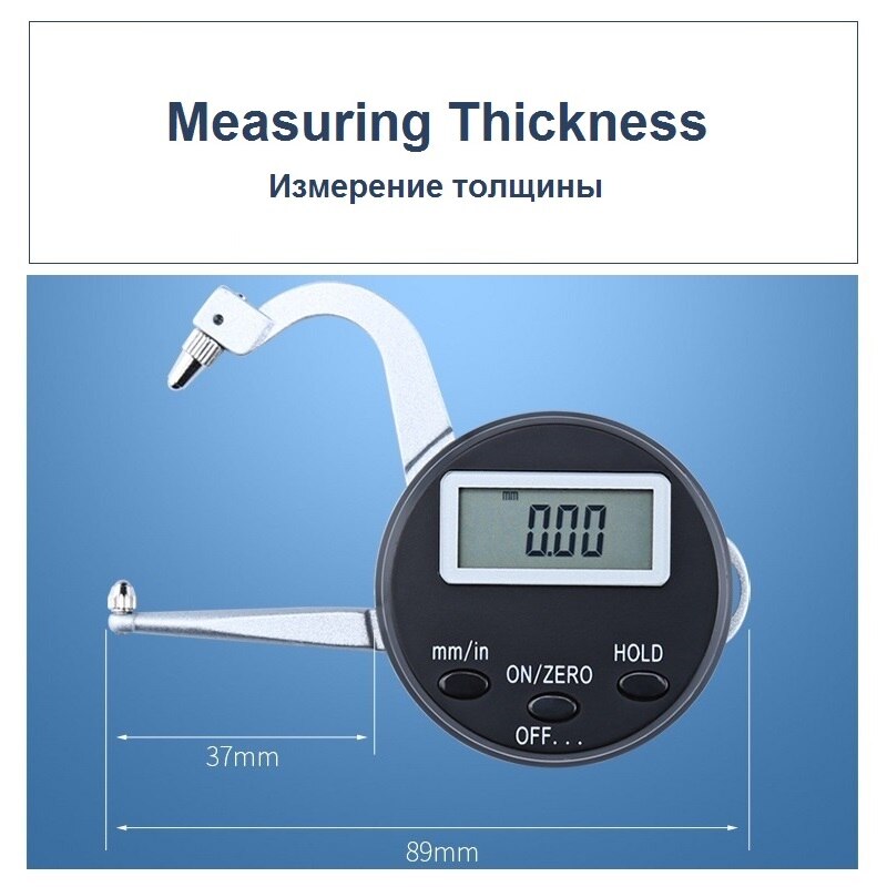 High Precision Thickness Gauge Data Hold Digital Calipers Measuring Lens Bark Jewelry Thickness Outer Inner Diameter Tools