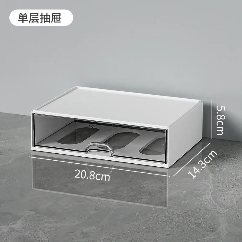 Desktop Storage Box Transparent Storage Box Capacity Transparent Desktop Organizer Drawer Box with Pen Holder Ideal Makeup: green