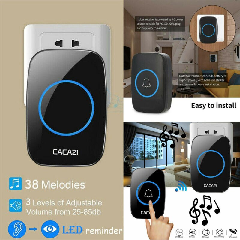 Timbre de puerta de melodía inalámbrico remoto con enchufe blanco 38