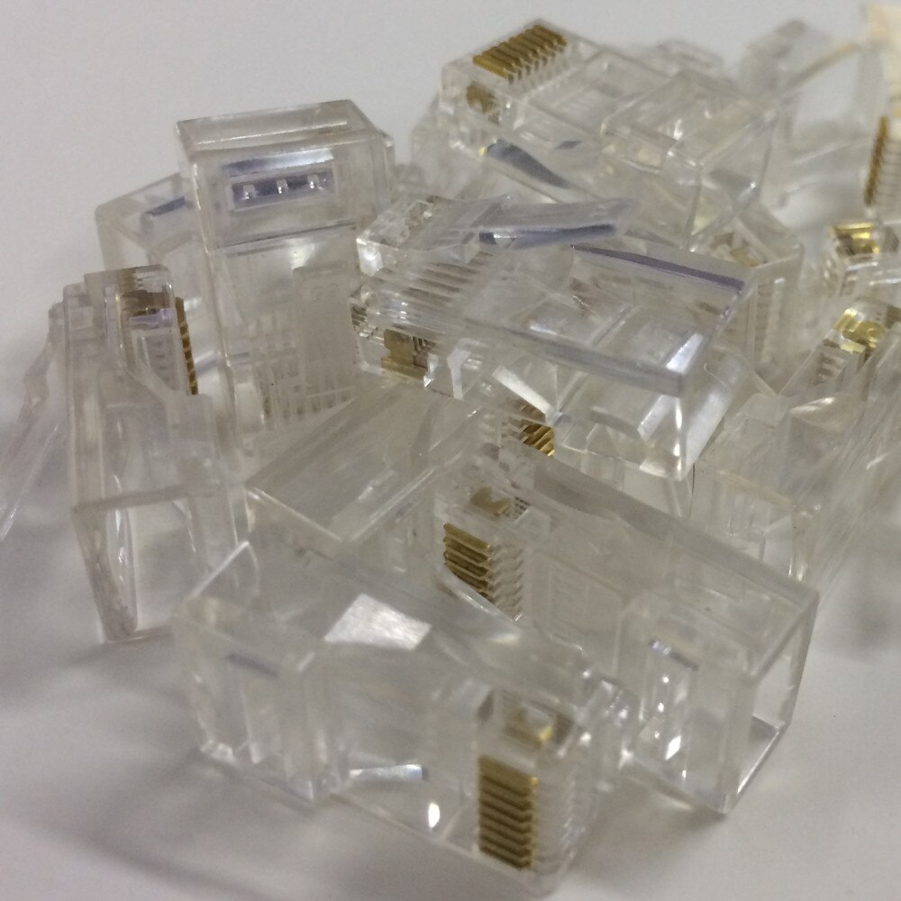 20PCS Cat5 Cat5e Network Connector rj45 Metal Cable Modular Plug Terminals Ultra Flexible Cable Pass Through Rg45 Connector