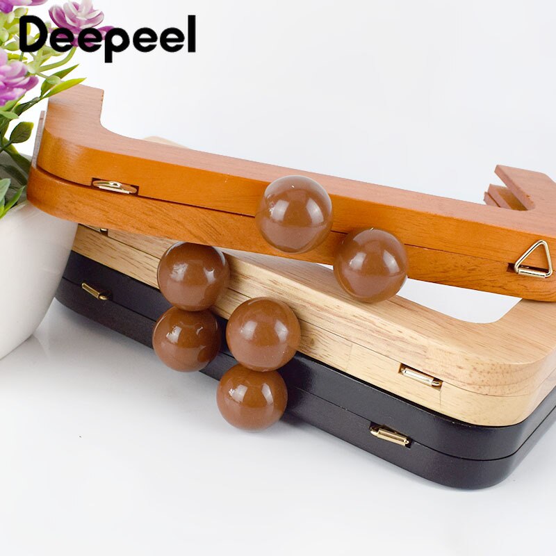 Deepeel-marco de madera con asa para bolso, cierre de cierre con cierre de beso, hebillas de bloqueo, accesorios DIY para bolsos, 20x8cm, 1 ud.