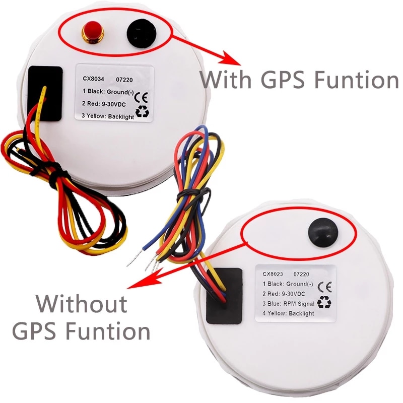85Mm Gps Snelheidsmeter Digitale Gauge 30 60 120 200 Kmh Kilometerteller Voor Marine Boot Auto Atv Vrachtwagen Rode Backlight met Gps Antenne