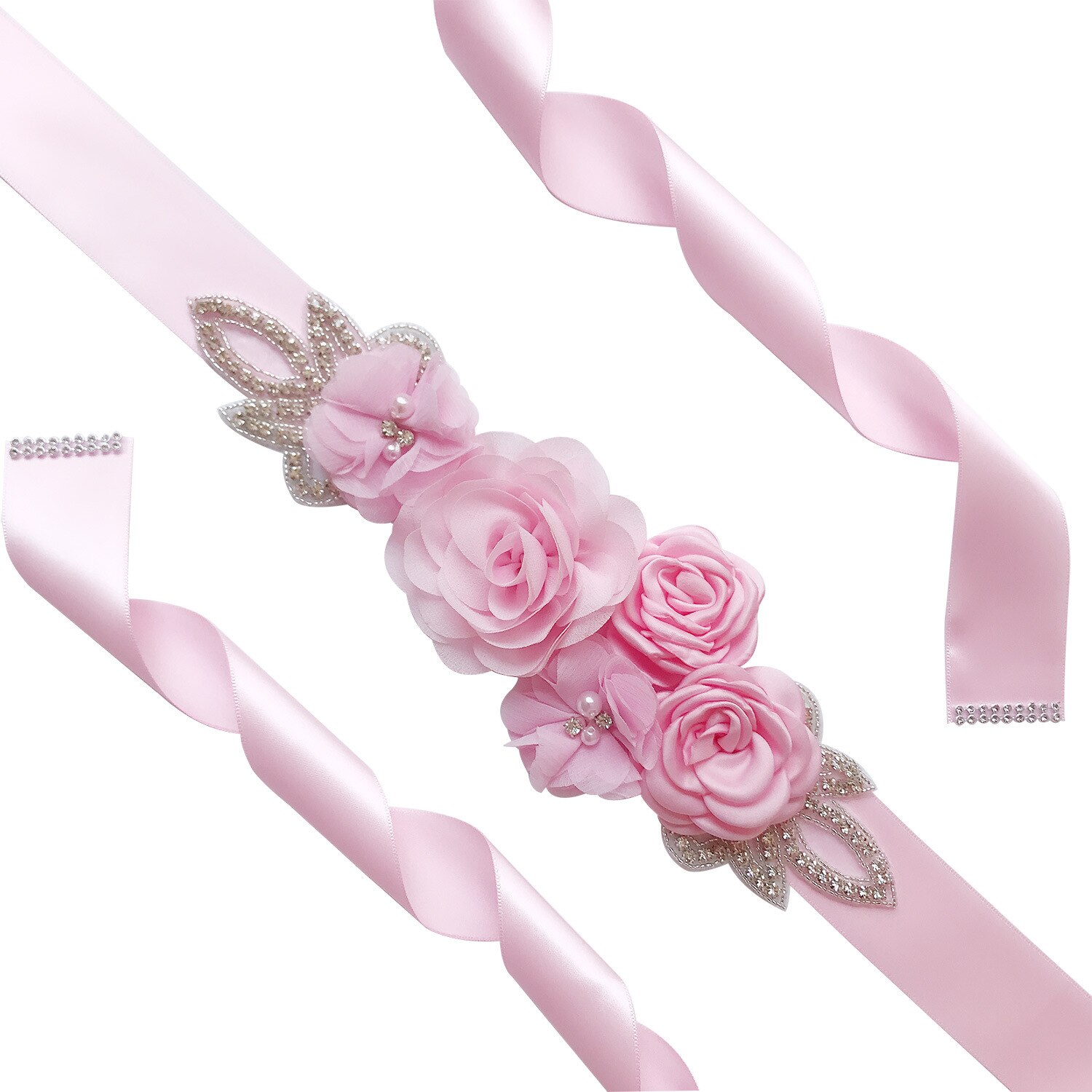 Cinturón de boda para novia, flor rosa perla, vestido de dama de honor de noche, cinturón de flores embarazadas, novedad de: Rosa