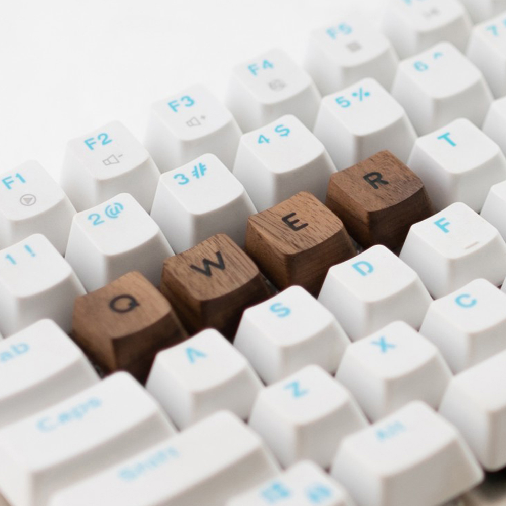 Black Walnut Solid Wooden Backlit Keycaps For Cherry Mx Switch Mechanical Keyboard OEM QWER WASD ASDF Arrow Wood Resin Key Caps