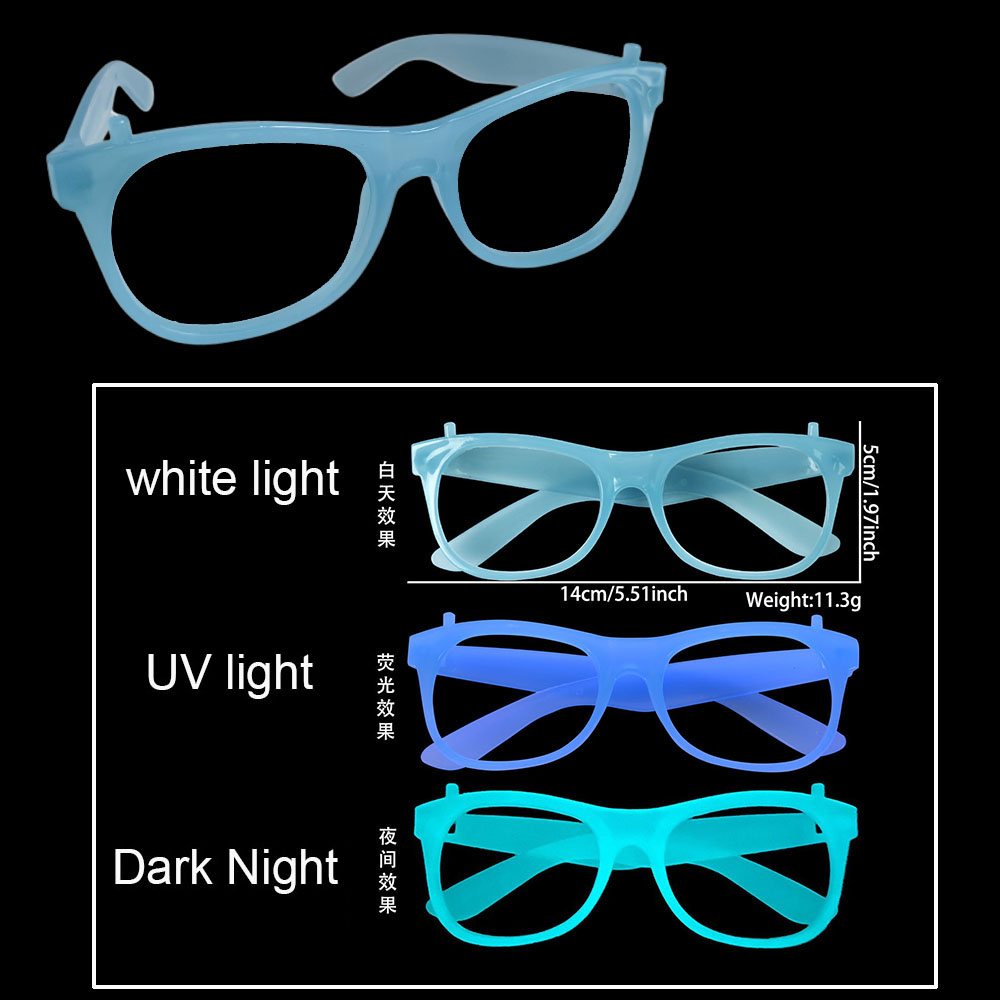 Selvlysende briller neonfargeskiftende briller lysende rekvisitter fluorescerende temafest uv-glød festdekorasjonsutstyr: Fluorescensgul
