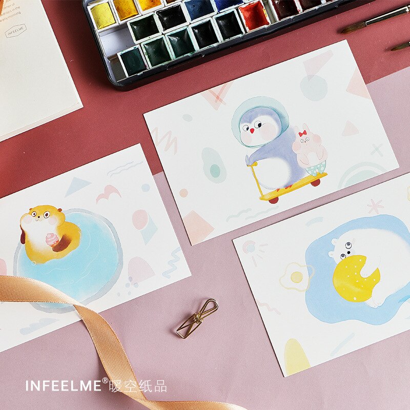 30 Sheets/Set Eternal Love Series Paper Postcard Cute Animals Greeting Card Birthday Card Message Card