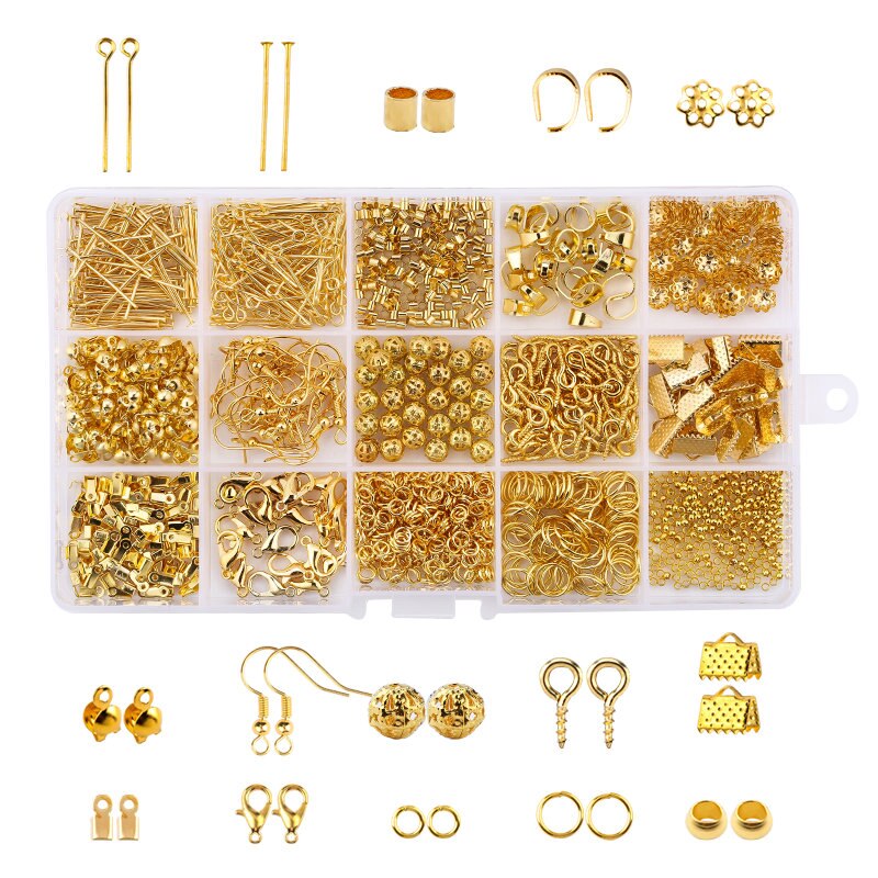 A Set Alloy Jewelry Making Kit Jewelry Making Tools Copper Wire Spacer Beads Crimp beads Earring Hooks handmade Craft Supplies: 4