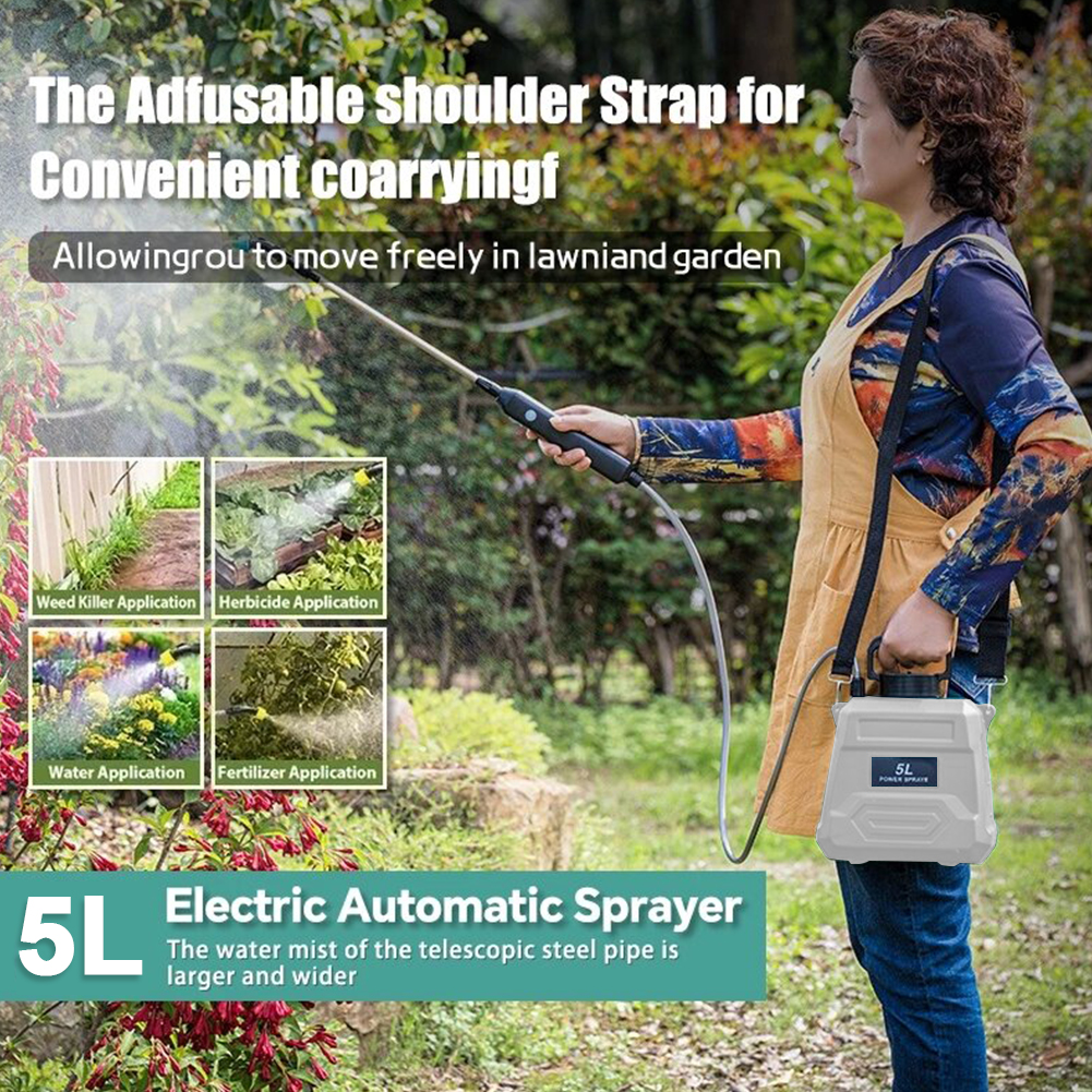 5l- skulder pesticid sprøjte automatisk sprøjteflaske usb genopladelig havevandssprøjte græsplænesprinkler til rengøring af glas