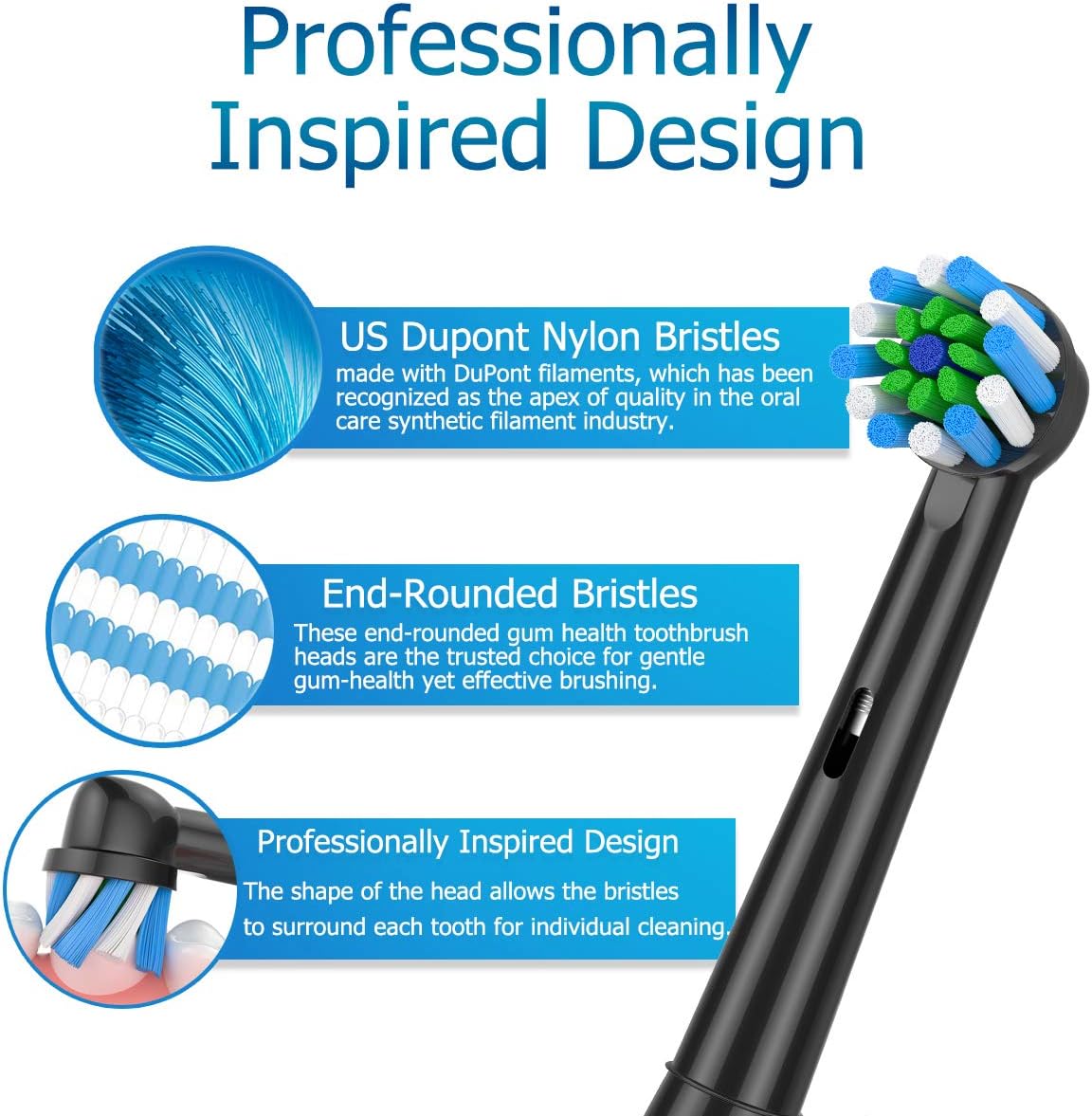 Black EB50 Brush Heads Cross Action 16 Degree Angle Spare Dental Nozzles for Oral B Electric Toothbrush D12/D16/DB4010/DB4510